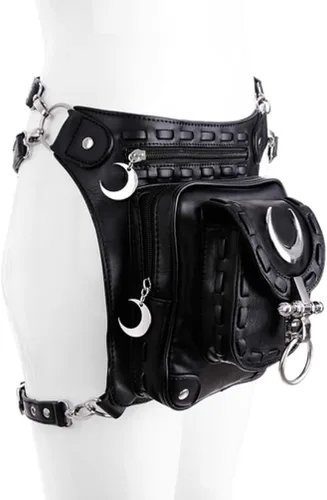 Vista 2 de Restyle Gothic Ocultit Punk Lunar Moon Hip Holster Bolsa Festival Bolsa, Negro