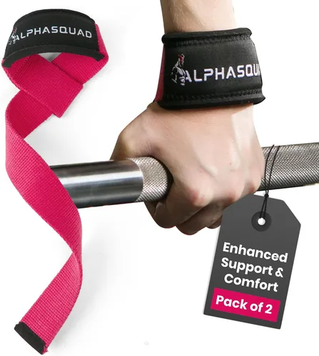Vista 9 de ALPHASQUAD Correas de levantamiento para levantamiento de pesas – Correas de muñeca resistentes para levantamiento de pesas con envolturas
