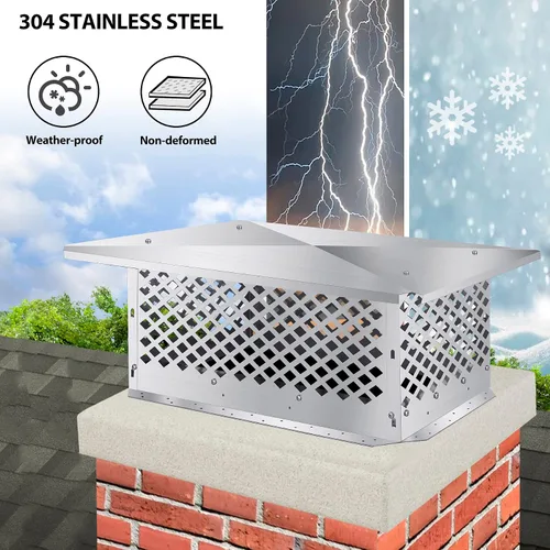 Vista 4 de Tapa de Chimenea, Cubierta de Chimenea, Método de Instalación Inferior Ajustable para Adaptarse al Exterior de las Dimensiones Existentes