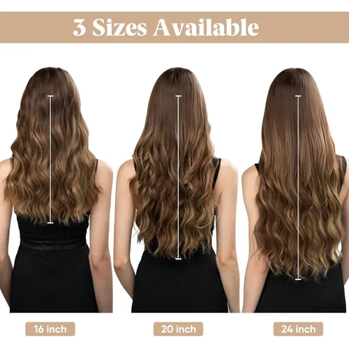 Vista 5 de SARLA Extensión de Cabello con Alambre Invisible con 3 Clips Pieza de Cabello Sintética Corta de Ondas de Playa Diadema Transparente Ajustable