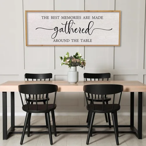 Vista 18 de LuZhiQiang Arte de pared para comedor 81,3×30,5 cm "Bless The Food Before Us" Letrero cristiano para cocina, cita familiar agradecida, cuadro grande