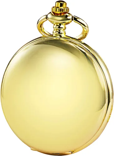 Vista 3 de Reloj de bolsillo - Serie de doble carcasa suave con esfera de esqueleto, delicado movimiento mecánico con cadena, dorado, Oro, Mecánico