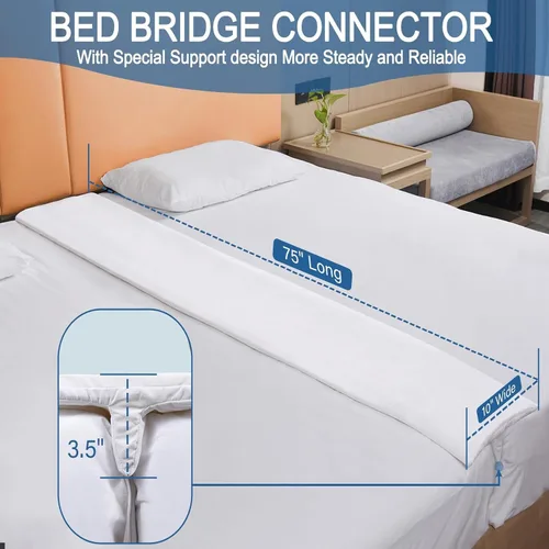 Vista 2 de Vekkia Relleno de huecos para cama Split King para cama ajustable, kit convertidor de cama individual a King, puente de cama individual a King