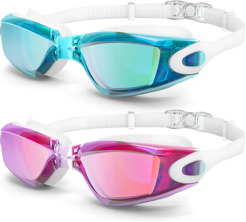 Vista 11 de Gafas de natación Braylin, paquete de 2 gafas de natación, antivaho, sin fugas para adultos, hombres, mujeres y jóvenes