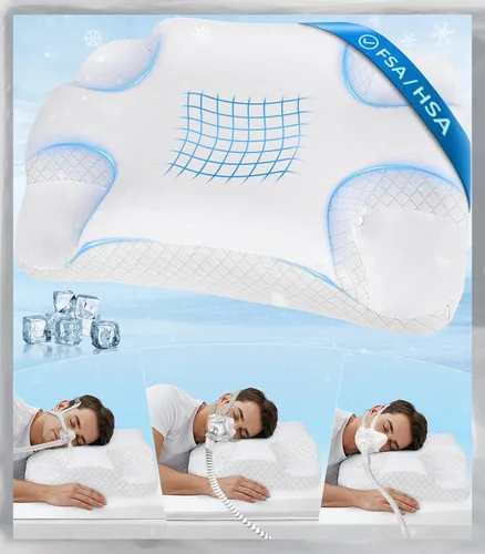 Vista 8 de IKSTAR HSA/FSA - Almohada de enfriamiento CPAP para personas que duermen de lado, almohada de apnea del sueño para usuarios de CPAP, reduce