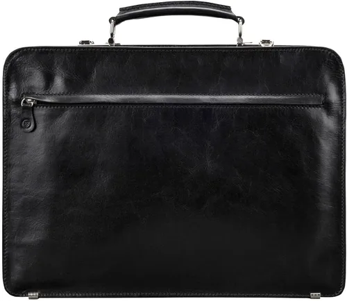 Vista 4 de Maxwell Scott - Mens Luxury Italian Leather Large Square Briefcase - Zip Closure - Handmade in Italy - The Alanzo