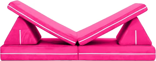 Vista 14 de Jaxx Playscape - Imaginativo juego de muebles modulares/sofá - Patrones divertidos para niños (arco iris/rosa)