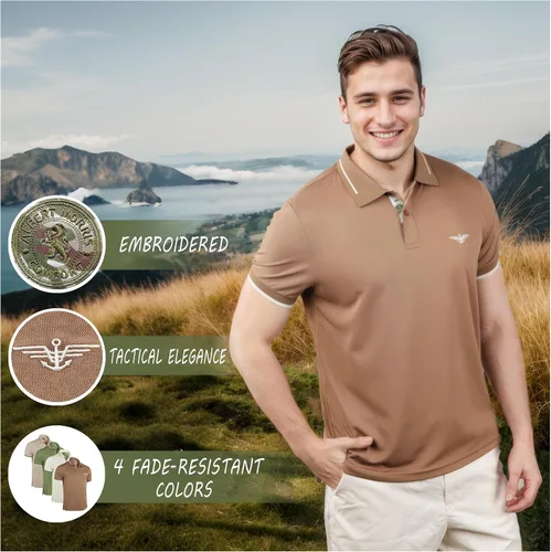 Vista 8 de Albert Morris Paquete de 4 camisas polo de manga corta a rayas para hombre