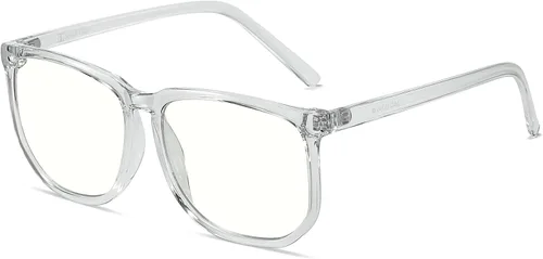 Vista 8 de SHEEN KELLY TR90 Oversized Blue Light Blocking Glasses Men Women Square Computer Eyewear Nerd Black Large Clear Lens