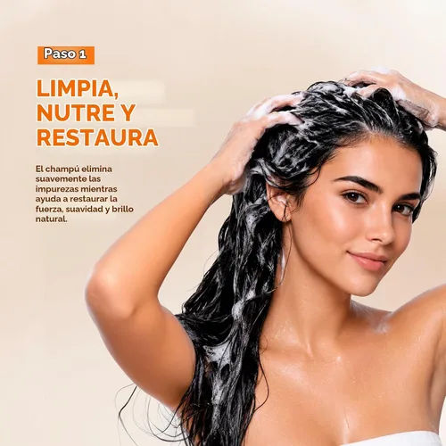 Vista 5 de Champú y acondicionador de queratina Pack de 2. Nutrición, Suavidad y Brillo sin Sulfatos. Sin sal ni parabenos.