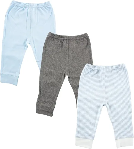 Vista 6 de Luvable Friends Pantalones de algodón para bebé niño Rayas negras paquete de 4