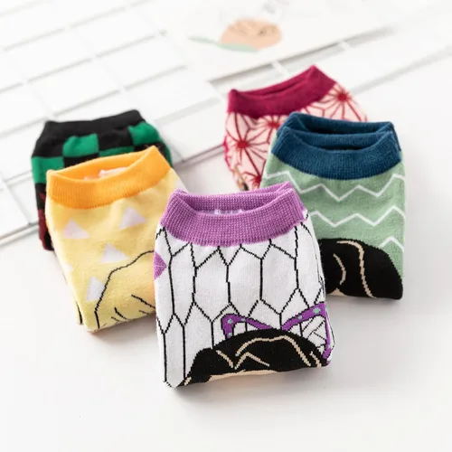 Vista 5 de Calcetines de anime para mujer, calcetines lindos de 5 paresjuego, M