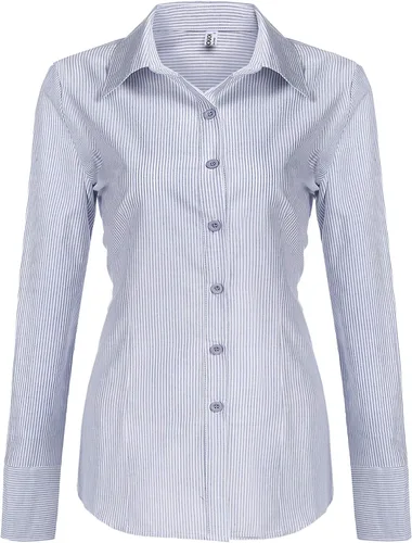 Vista 9 de HOTOUCH Camisa básica de algodón con botones para mujer de corte ajustado, camisas de vestir