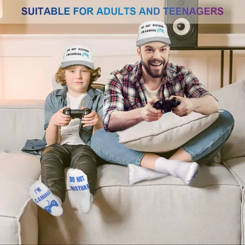 Vista 5 de Do Not Disturb Gaming Socks, Black Beanie Baseball Cap Hat Valentines Fathers Day Gamer Gifts Christmas for Men Teenage Boys