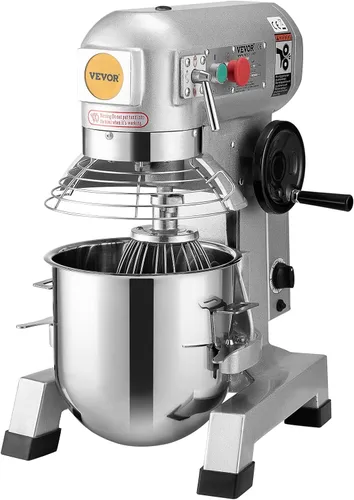 Vista 12 de VEVOR Mezclador comercial, mezclador comercial de alimentos de acero inoxidable de 10 cuartos de galón, mezclador de pie comercial de 450 W con 3