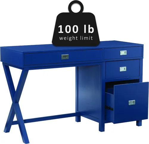 Vista 17 de Linon Sadie - Escritorio de almacenamiento lateral clásico moderno azul marino
