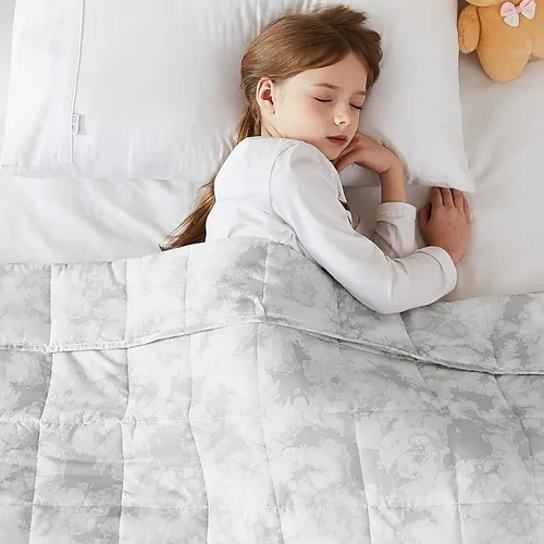 Vista 42 de L'AGRATY Manta con peso de 5 libras, para regazo, manta pequeña y portátil para adultos, refrescante, para viajar, relajarse y dormir, para todas