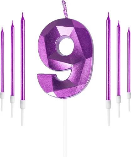 Vista 43 de Vela rosa de cumpleaños número 1 con 6 velas largas, decoraciones de decoración de pastel para fiesta de niña de 1 año, suministros de celebración