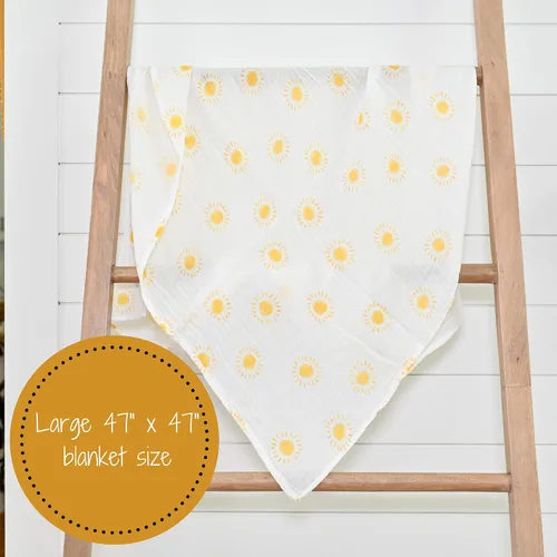 Vista 6 de LollyBanks Manta de bebé para niños y niñas, mantas de arrullo de muselina de algodón 100% para recién nacidos, 47 x 47 pulgadas, manta de recepción