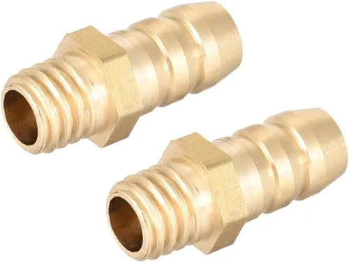 Vista 4 de uxcell Conector de montaje de latón métrico M5-0.8 macho a púa ajuste manguera ID 0.315 in 2pcs