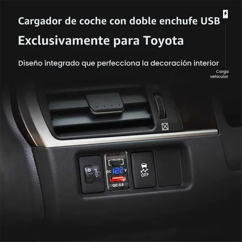 Vista 3 de Carga rápida 3.0 y PD USB C Dual USB puerto cargador adaptador de corriente para Toyota