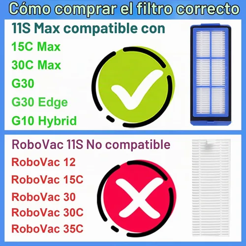 Vista 2 de Piezas de repuesto para Eufy 11S Max, kit de accesorios para aspiradora robótica híbrida 15C Max, 30C Max, G30, G30 Edge, G30 Hybrid, incluye 4