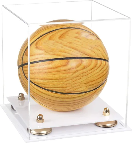Vista 26 de Better Display Cases Mini acrílico - Miniatura (no tamaño completo) Baloncesto vitrina con elevadores negros y espejo (A015-BR)