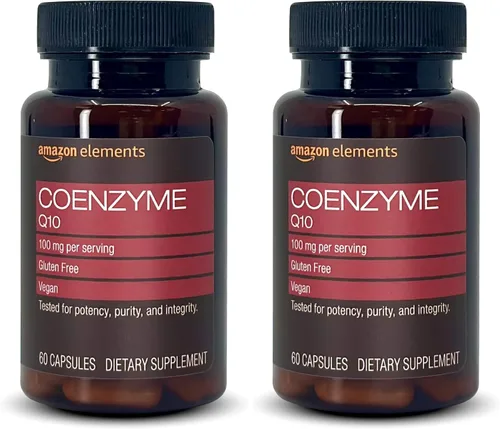 Vista 4 de Amazon Elements - CoQ10 100 mg, Vegano, Producción Normal de Energía, Apoya la Salud Cardiovascular - Suministro de 2 Meses (60 Cápsulas)