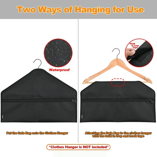 Vista 3 de Cosmos Paquete de 2 bolsas de seguridad para colgar Bolsillo oculto Bolsa secreta con cremallera para colgar artículos personales en viajes