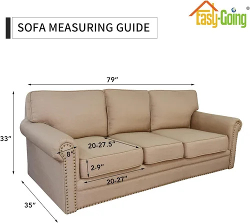 Vista 6 de Easy Going - Funda elástica para sofá, lavable, para 3 cojines separados, tela elástica de licra estilo Jacquard, protector de muebles, para niños