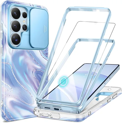Vista 16 de GVIEWIN para Samsung Galaxy S23 Ultra Funda con cubierta deslizante para cámara, [Protector de pantalla incorporado] [2 Marcos frontales] Funda