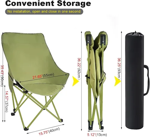 Vista 3 de Sillas de camping con respaldo alto, portátil, grande, resistente, plegable, con bolsillo de almacenamiento lateral, con cabeza acolchada, soporta