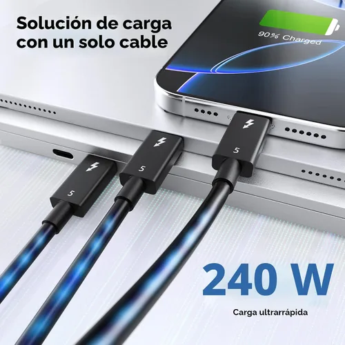Vista 5 de Cable Matters [Certificado Intel] Cable Thunderbolt 5 de 80 Gbps, 1 pie/1.0 ft