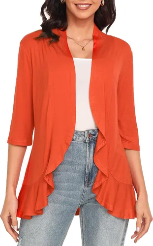 Vista 21 de Argstar Cárdigan de manga 3/4 para mujer (S-3XL), casual, ligero Negro