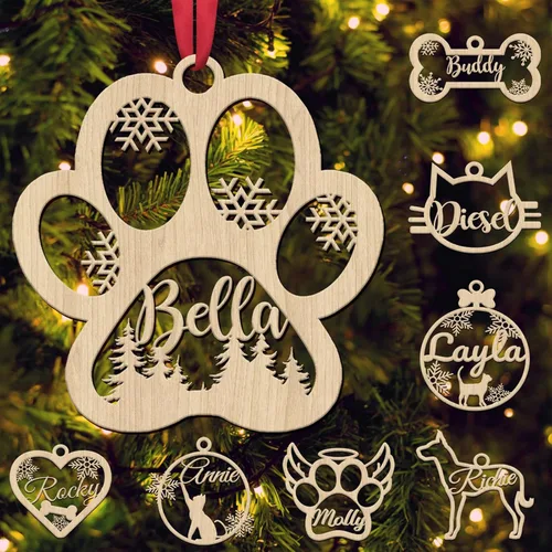 Vista 7 de Adornos de Navidad de madera personalizados 2025, adorno de madera con nombre para mujeres, hombres, amigos, familia, adorno colgante personalizado