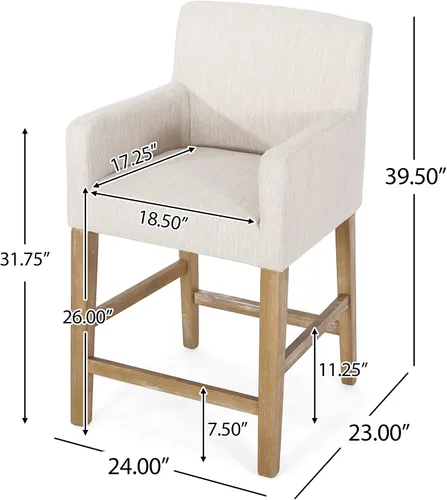 Vista 8 de Harper & Bright Designs Taburetes de bar beige, taburetes de bar de 26 pulgadas de altura de mostrador con respaldo para isla de cocina, sillas
