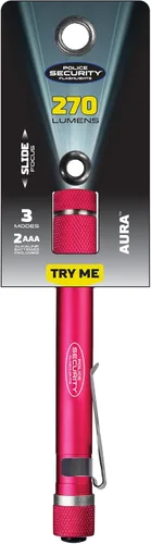 Vista 3 de Linterna de pluma Police Security Aura - 270 lúmenes - Distancia de haz de 90 metros - Linterna de pluma ultrabrillante, resistente al agua Rosa