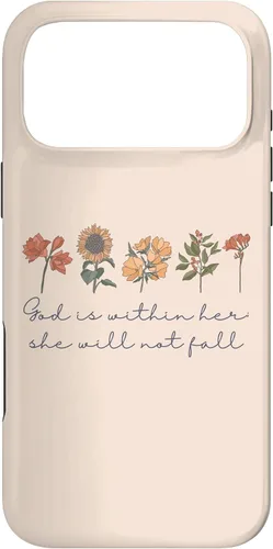 Vista 22 de God is Within Her She Will Not Fall Psalms 46:5 Boho Flowers Case for iPhone 17