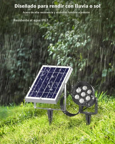 Vista 6 de Ofuray Solar Spot Lights Outdoor, RGB Color Changing, 8 Lighting Modes Gris / Negro