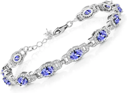 Vista 22 de Gem Stone King 7-14 Cttw Oval Gemstone Birthstone Tennis Bracelet For Women 925 Sterling Silver Oval 6X4MM 7 Inch With 1 Inch Extender Fine