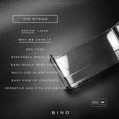 Vista 2 de BINO The Myriad Collection - Contenedores de almacenamiento de plástico apilables, medianos, paquete de 12 unidades, contenedores organizadores