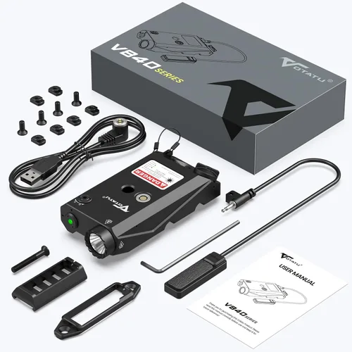 Vista 7 de VOTATU V840 Combo de luz láser, linterna láser verde/IR de 1500 lm para rifle AR, doble láser de una salida, combo de linterna láser con interruptor