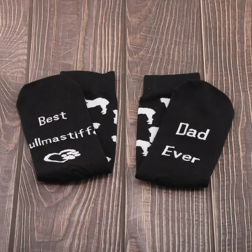 Vista 3 de PXTIDY 2 pares de calcetines Bullmastiff Dad Best Bullmastiff Dad Ever Bull Masttiff Dog Gift Socks divertidos Bullmastiff Owner Gifts