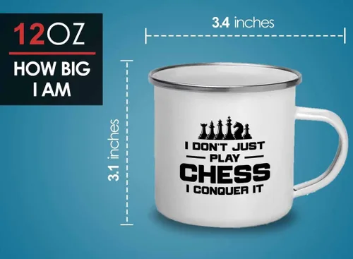 Vista 4 de Taza de ajedrez camper de 12 oz - conquista - Ordenador jugador de ajedrez Juegos de estrategia Tácticas de ajedrez Ganar Juegos de mesa de ajedrez