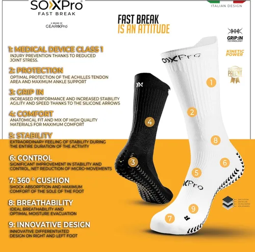 Vista 4 de Calcetines clásicos de agarre perfectos para fútbol, calcetines antideslizantes para correr de rugby y otros deportes. GEARXPRO SPORTS ITALY!