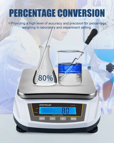 Vista 5 de GOYOJO Balanza analítica digital y escala de laboratorio, capacidad de 176.37 oz, precisión de 0.00 oz, acero inoxidable, multiunidad (g/oz/ct/lb)