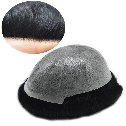 Vista 20 de Toupee - Sistemas de cabello humano para hombre, 0.002 in, piel ultrafina para hombre, tupé en V, polivinílico de poliuretano natural, piezas