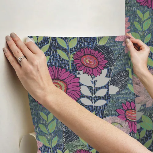 Vista 6 de RoomMates Tamara Day RMK12513RL - Papel tapiz autoadhesivo para jardín botánico, color azul