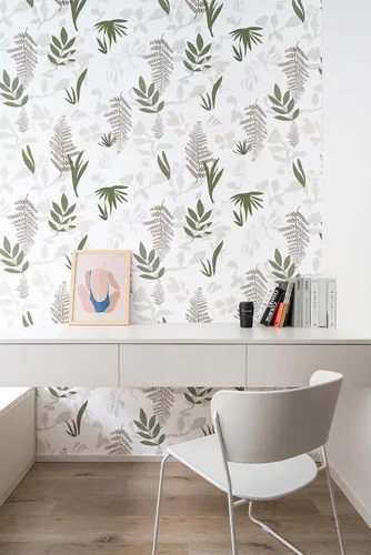 Vista 7 de Papel tapiz floral para despegar y pegar, papel de contacto de hojas modernas, papel tapiz extraíble, decorativo, autoadhesivo, papel tapiz de pared