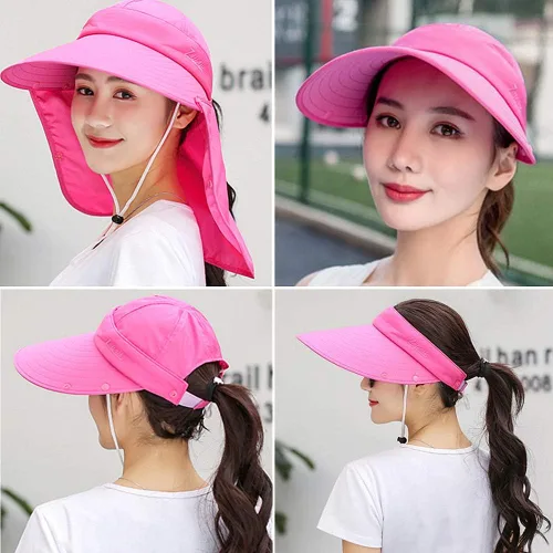 Vista 2 de Moda al aire libre UPF 50+ protección solar UV impermeable de secado rápido transpirable cara cuello solapa cubierta plegable sombrero de sol